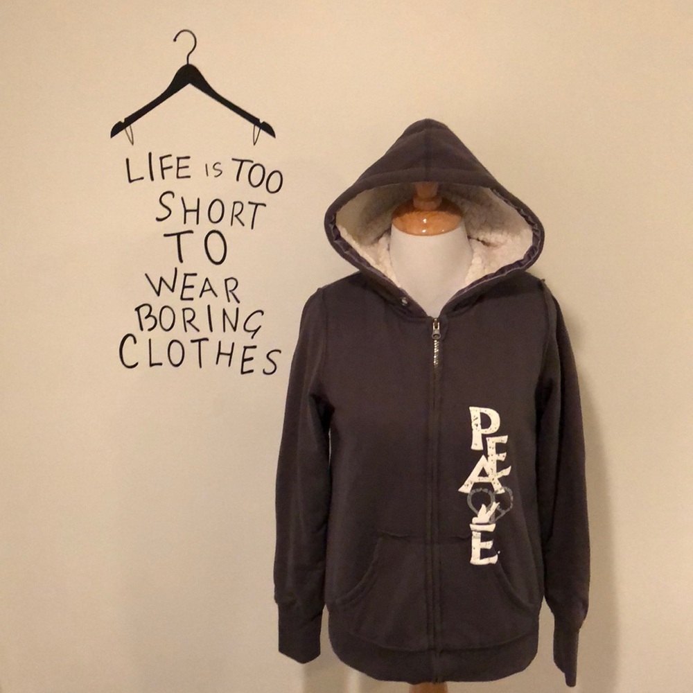 Peace Distressed Hooded Sweatshirt